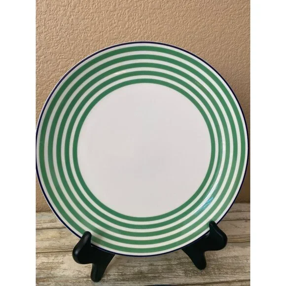 Kate Spade Lenox Wickford Felix Street Green Stripe Dinner Plates Set of 2 - Picture 2 of 8